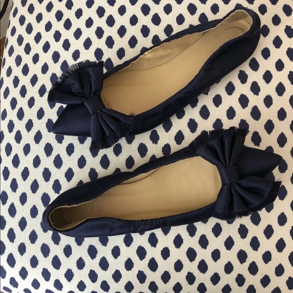 Jcrew Satin Navy Pointed Toe Flats - Size 9 - NEW - Picture 4 of 4